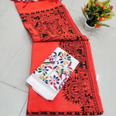 RangMadhubani Khadi Cotton Saree