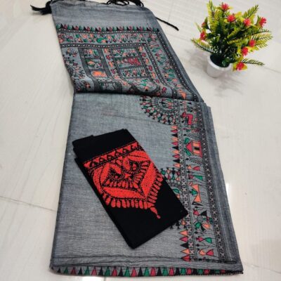 RangMadhubani Khadi Cotton Saree