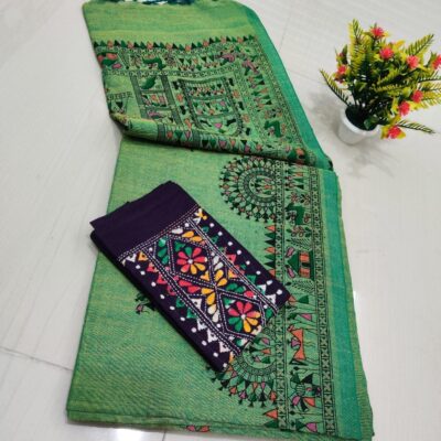 RangMadhubani Khadi Cotton Saree