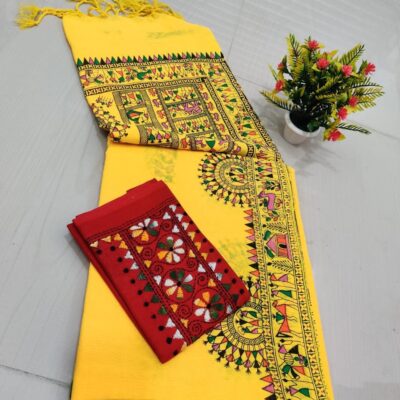 RangMadhubani Khadi Cotton Saree