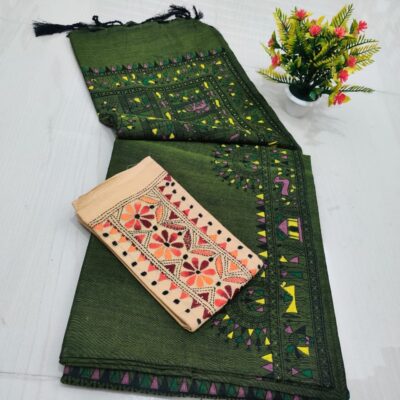 RangMadhubani Khadi Cotton Saree