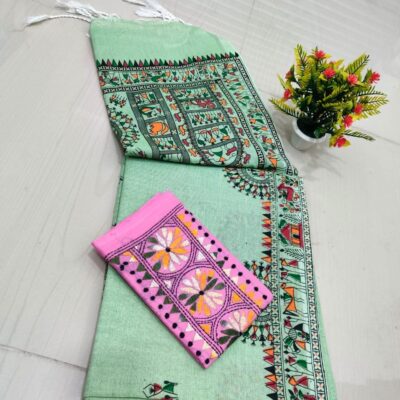 RangMadhubani Khadi Cotton Saree