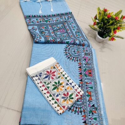 RangMadhubani Khadi Cotton Saree