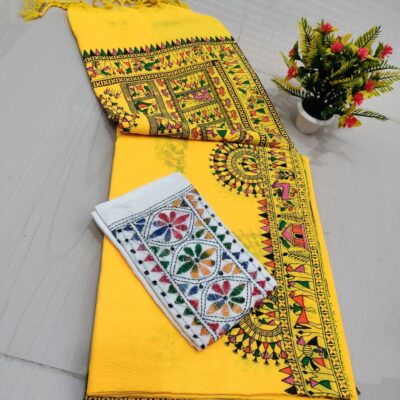 RangMadhubani Khadi Cotton Saree