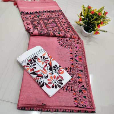 RangMadhubani Khadi Cotton Saree