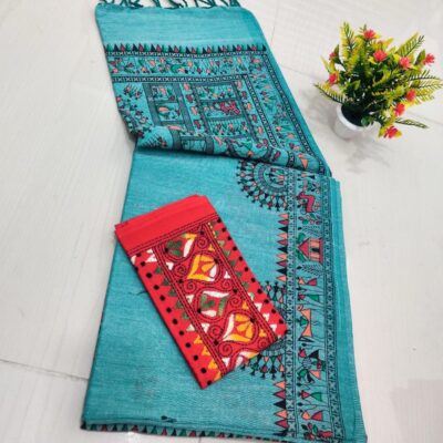 RangMadhubani Khadi Cotton Saree