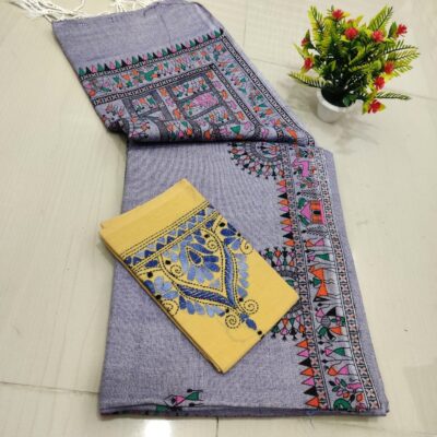 RangMadhubani Khadi Cotton Saree