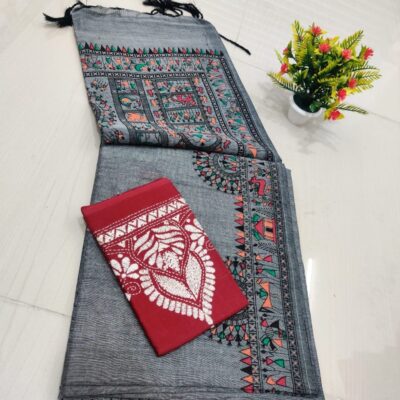 RangMadhubani Khadi Cotton Saree