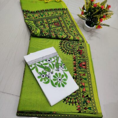 RangMadhubani Khadi Cotton Saree