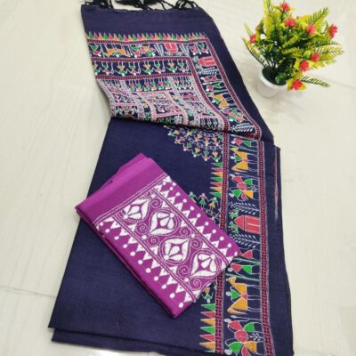 RangMadhubani Khadi Cotton Saree