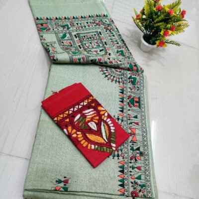 RangMadhubani Khadi Cotton Saree