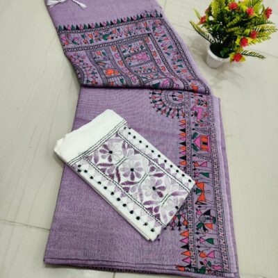 RangMadhubani Khadi Cotton Saree