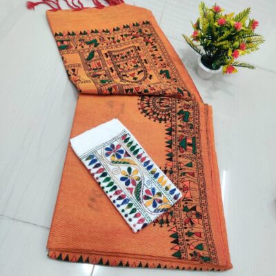 RangMadhubani Khadi Cotton Saree