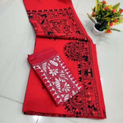 RangMadhubani Khadi Cotton Saree