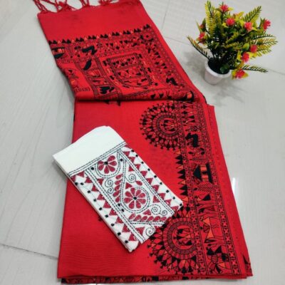 RangMadhubani Khadi Cotton Saree