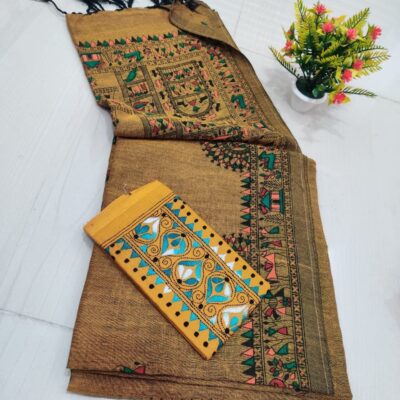 RangMadhubani Khadi Cotton Saree