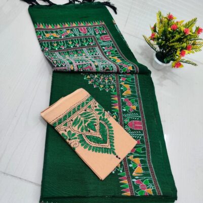 RangMadhubani Khadi Cotton Saree