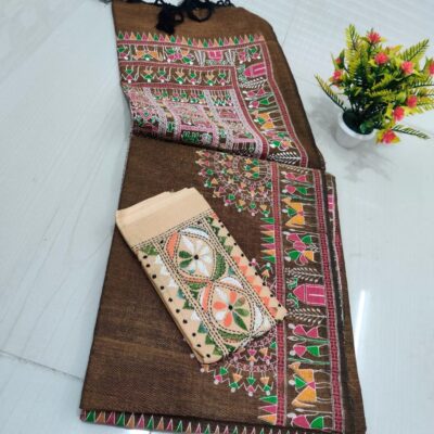 RangMadhubani Khadi Cotton Saree