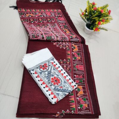 RangMadhubani Khadi Cotton Saree