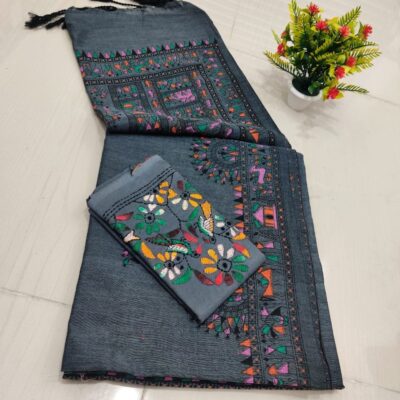 RangMadhubani Khadi Cotton Saree