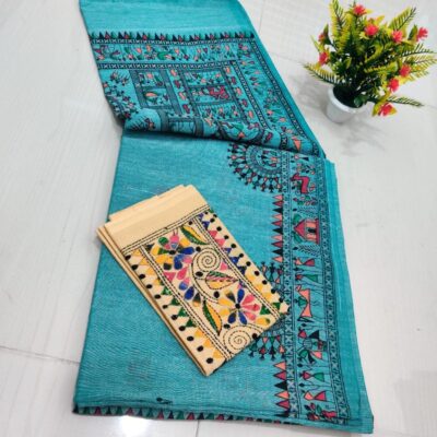RangMadhubani Khadi Cotton Saree