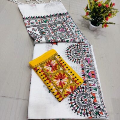 RangMadhubani Khadi Cotton Saree