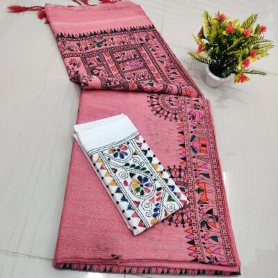 RangMadhubani Khadi Cotton Saree