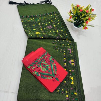 RangMadhubani Khadi Cotton Saree