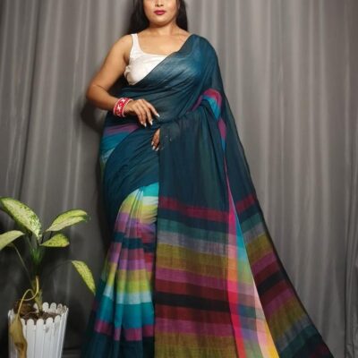 Satrangi Mul Cotton Saree