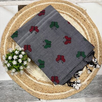 Butterfly Bloom Khadi Cotton Saree