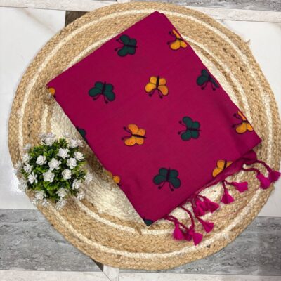 Butterfly Bloom Khadi Cotton Saree