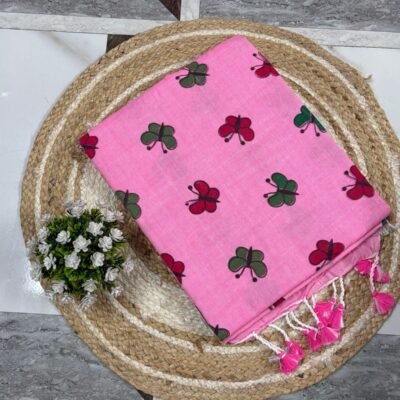 Butterfly Bloom Khadi Cotton Saree