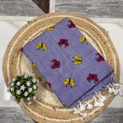 Butterfly Bloom Khadi Cotton Saree