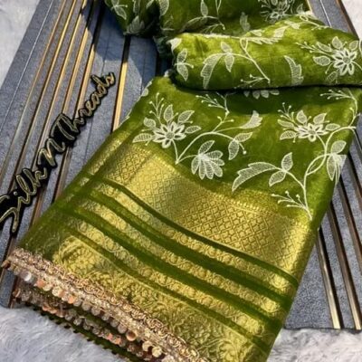Shimmer Aura Organza Silk Saree