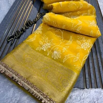 Shimmer Aura Organza Silk Saree
