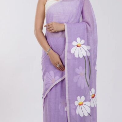 PetalGrace Handpainted Mul Cotton Saree