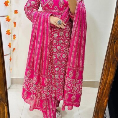 FloraFest Block Printed Kurta Set With Dupatta