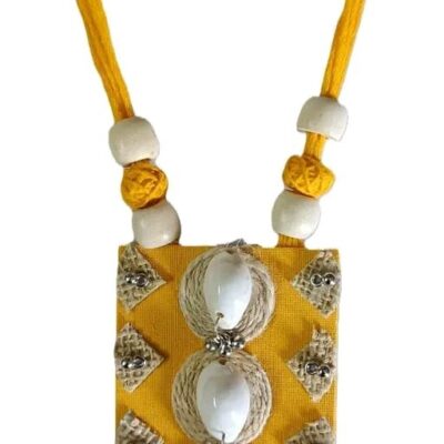 TerraThreads Handcrafted Jute and White Shell Necklace Set