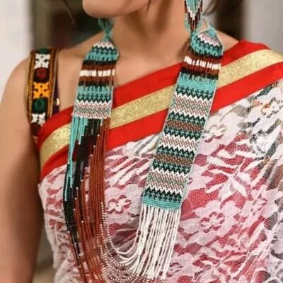 Seeded Elegance Handmade Seed Bead Necklace With Earrings