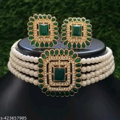 Heer Elegance Alloy Gold Plated Choker and Earring Set