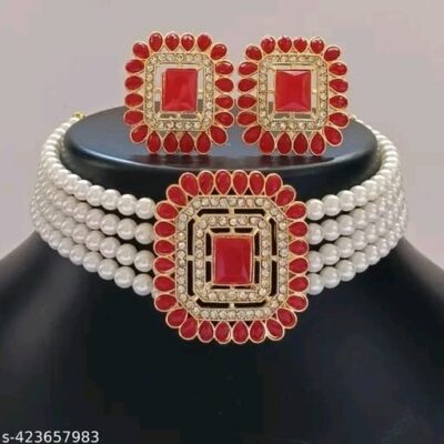 Heer Elegance Alloy Gold Plated Choker and Earring Set