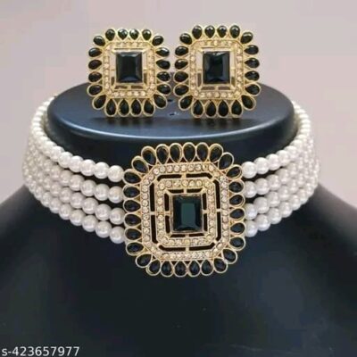 Heer Elegance Alloy Gold Plated Choker and Earring Set