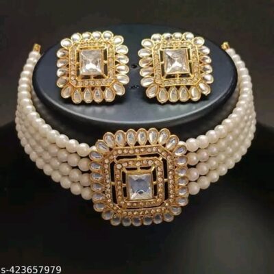Heer Elegance Alloy Gold Plated Choker and Earring Set