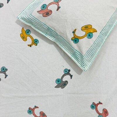 Kids Kraft Handblock Printed Single Bedsheet Set