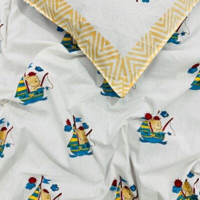 Kids Kraft Handblock Printed Single Bedsheet Set