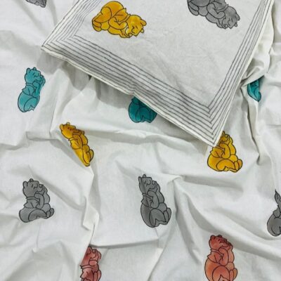 Kids Kraft Handblock Printed Single Bedsheet Set