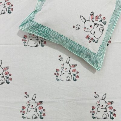 Kids Kraft Handblock Printed Single Bedsheet Set