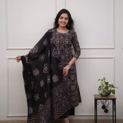 Ethniva Cotton Kurta Set With Dupatta
