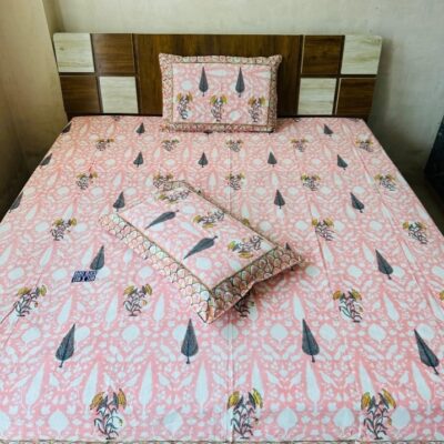 Dreamloom Handblock Printed Cotton Double Bedsheet Set