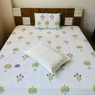 Dreamloom Handblock Printed Cotton Double Bedsheet Set